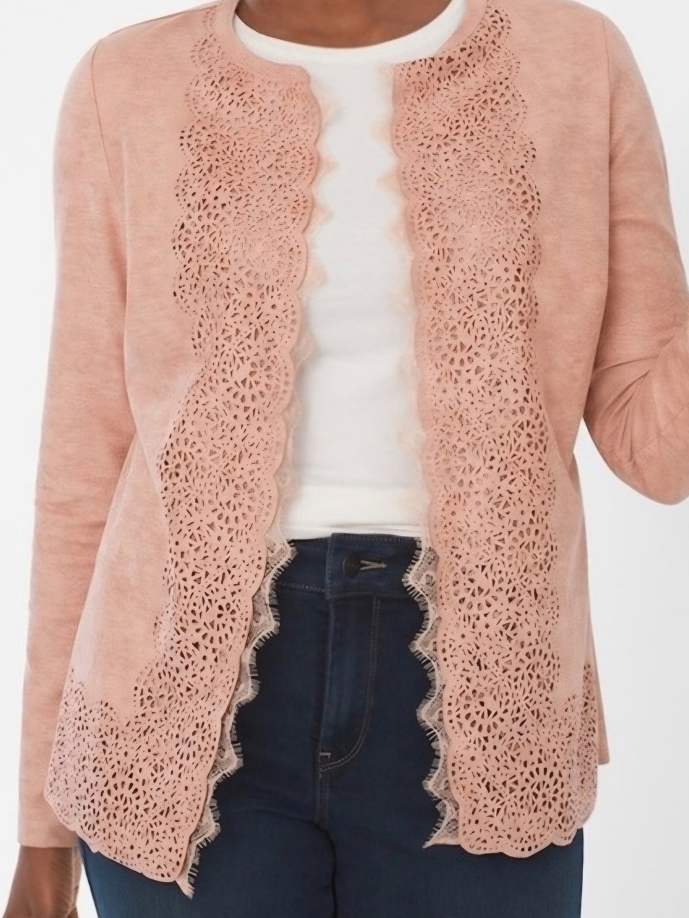 Chico's Open Front Faux Suede Cardigan Size 0P